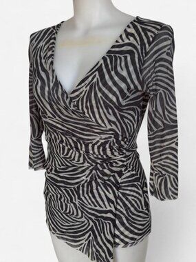 Y2k Zebra print mesh top by Cache